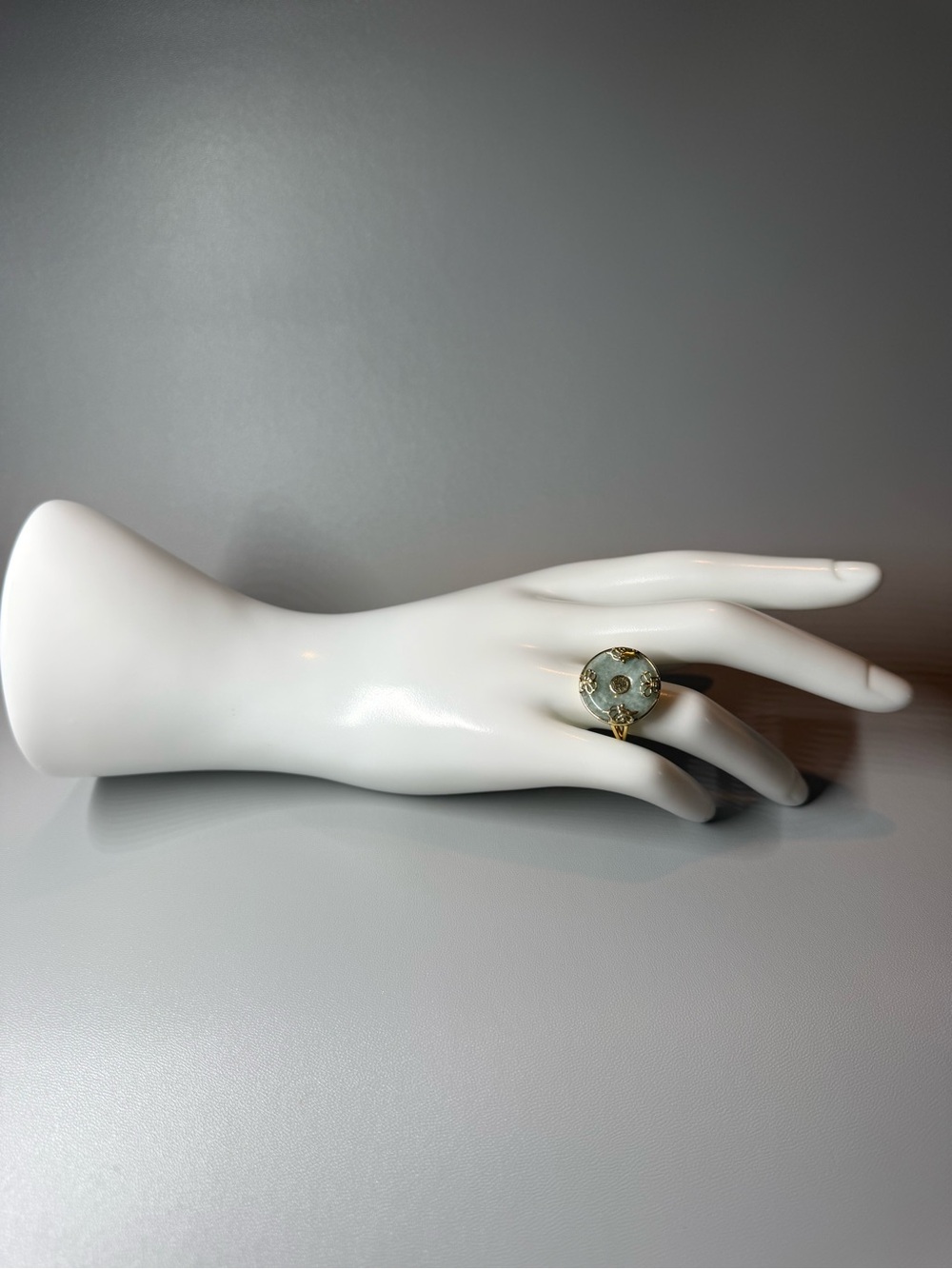 Marshalls Jade "Good Fortune" Butterfly Ring in 18kt Gold Over Sterling
